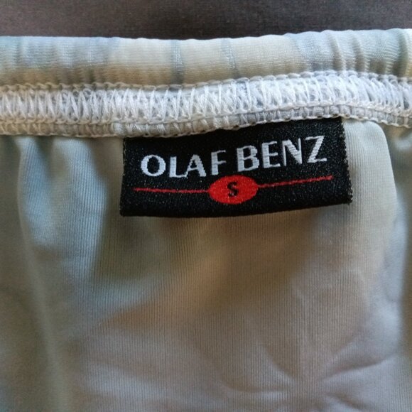 NWOT VINTAGE OLAF BENZ 1" SWIMBRIEF, Size "S", Light Blue / White Flowers Design - Picture 4 of 8